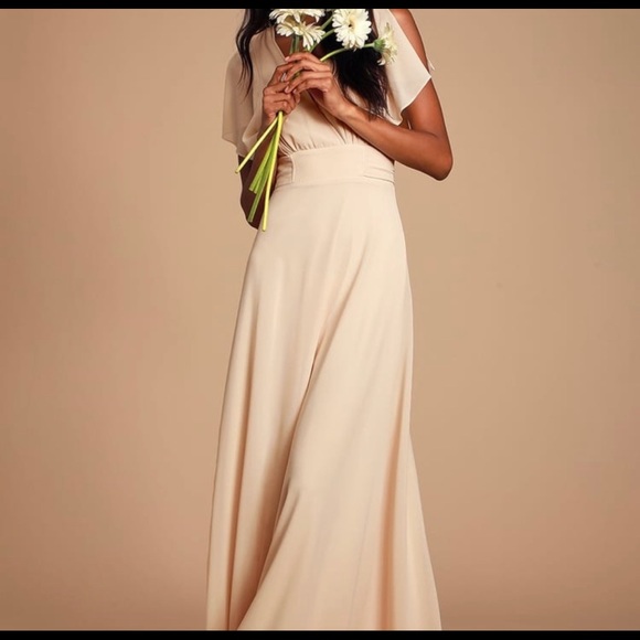 Dearly Loved Cream Flutter Sleeve Maxi Dress - Picture 3 of 8